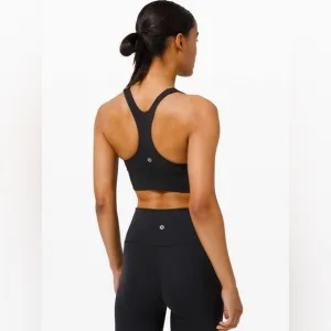 Lululemon Wunder Train Long Line Black Racerback Sports Bra Size 8
