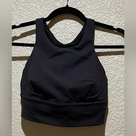 Lululemon Wunder Train Long Line Black Racerback Sports Bra Size 8