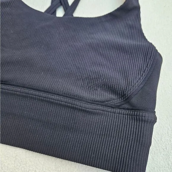 Lululemon Energy Black Longline Ribbed Sports Bra