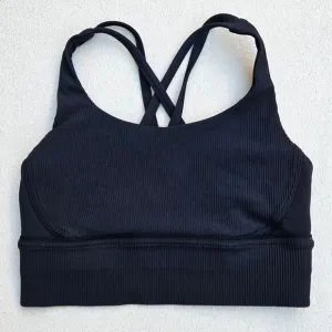 Lululemon Energy Black Longline Ribbed Sports Bra