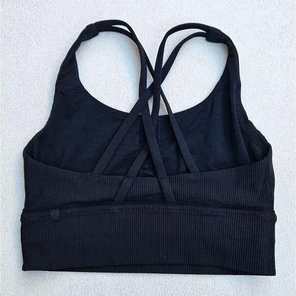 Lululemon Energy Black Longline Ribbed Sports Bra