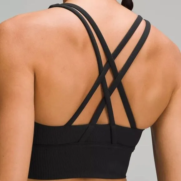 Lululemon Energy Black Longline Ribbed Sports Bra