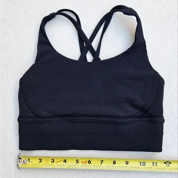 Lululemon Energy Black Longline Ribbed Sports Bra