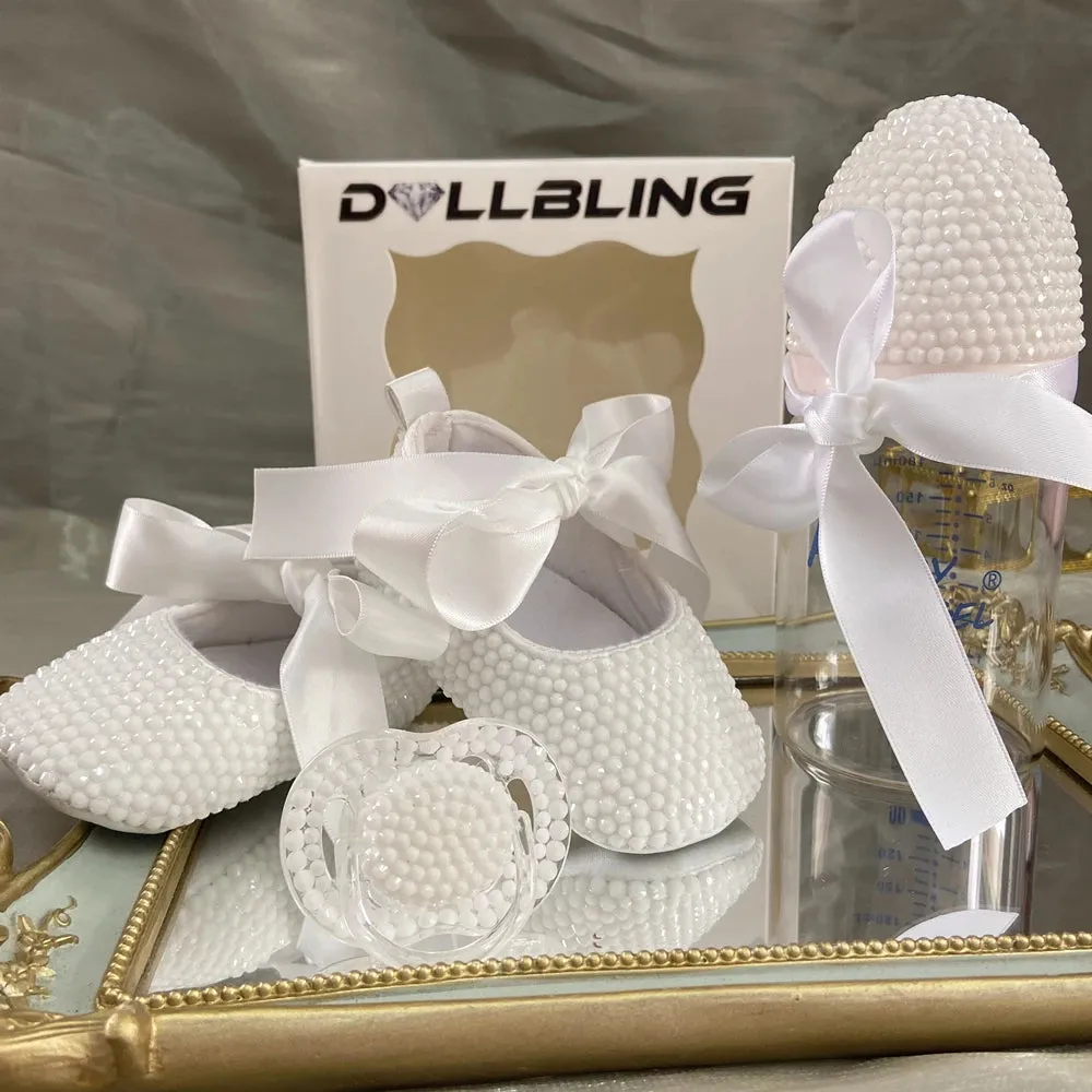 Luxury Baby Bottles & Shoes Headband Set Keepsake