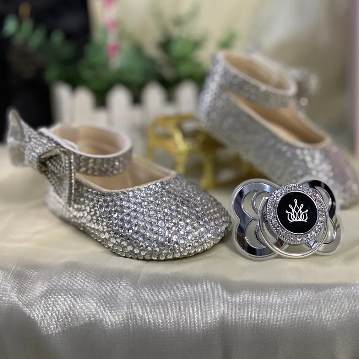 Luxury Baby Bottles & Shoes Headband Set Keepsake