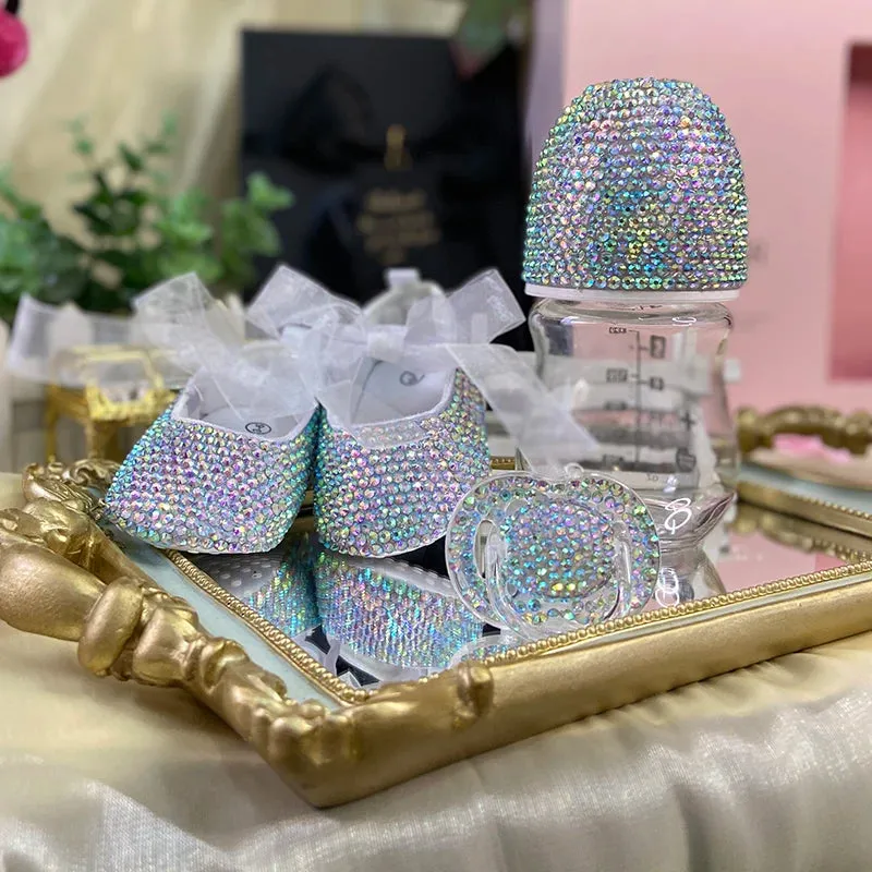Luxury Baby Bottles & Shoes Headband Set Keepsake