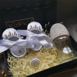 Luxury Baby Bottles & Shoes Headband Set Keepsake