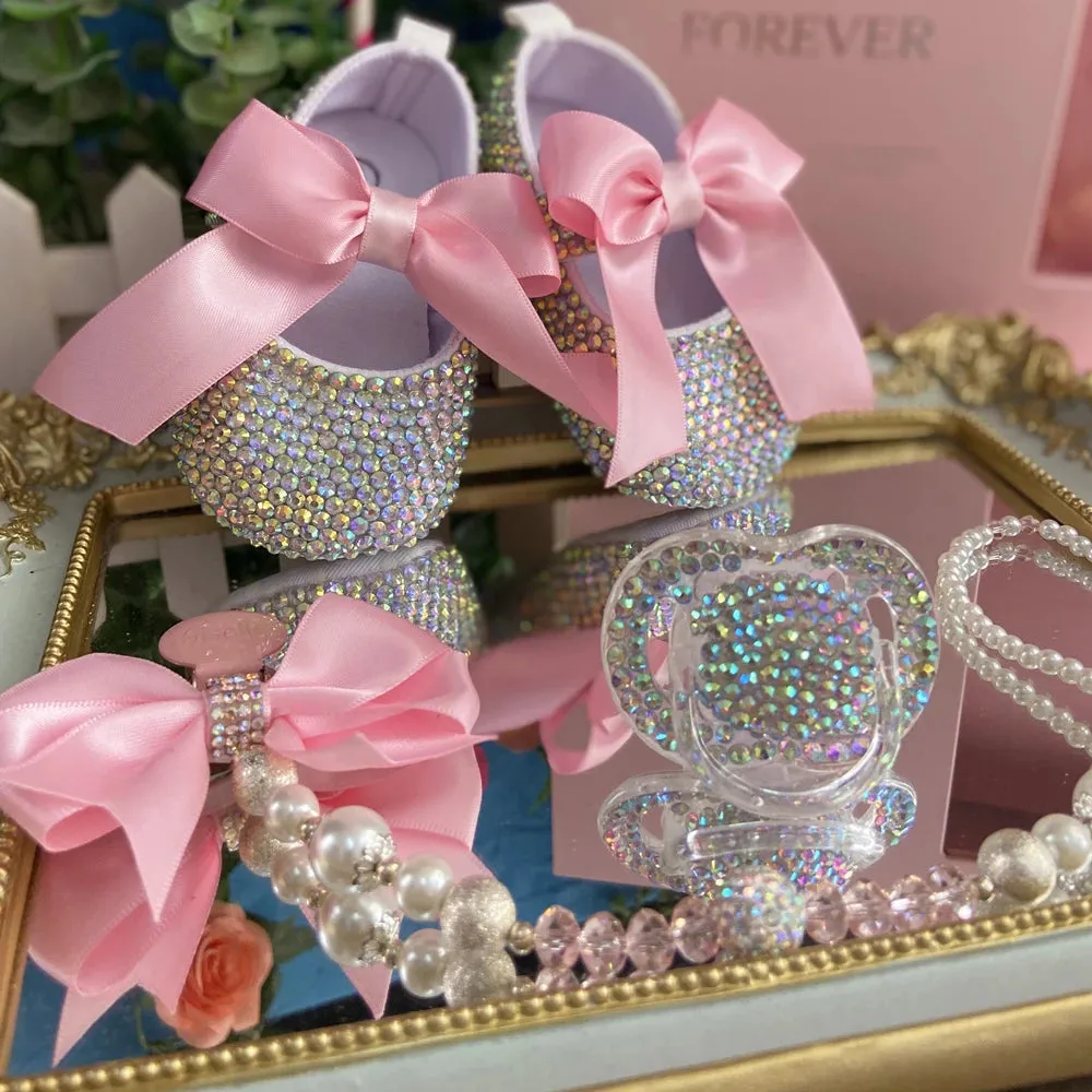 Luxury Baby Bottles & Shoes Headband Set Keepsake