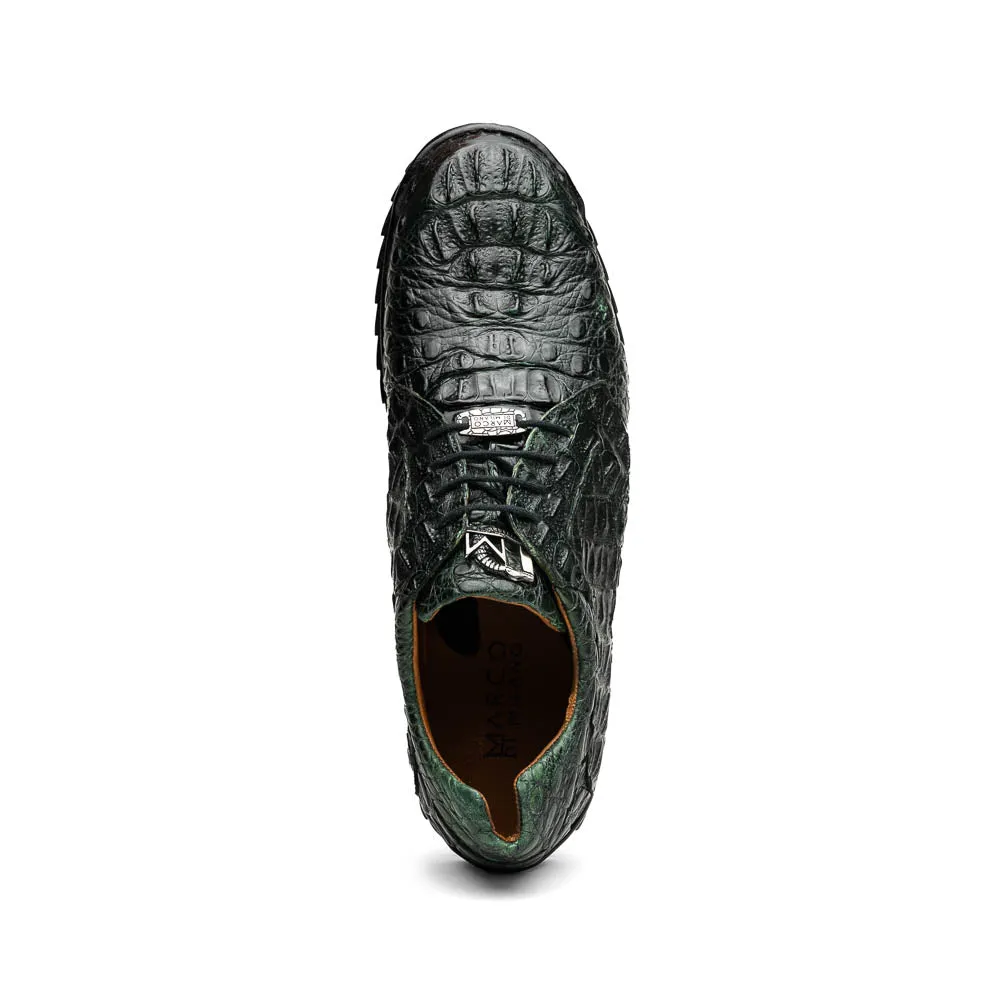 Marco Di Milano Kratos Men's Green Shoes Exotic Caiman Crocodile Sneakers