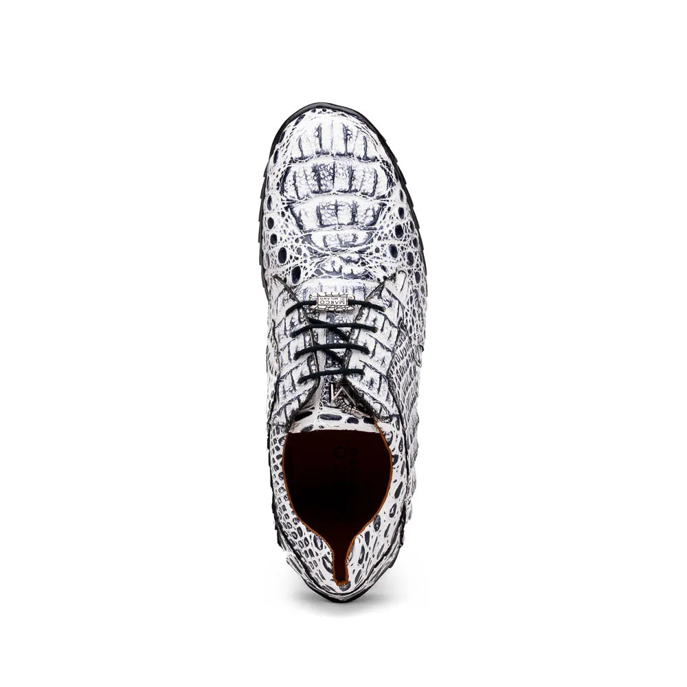 Marco Di Milano Kratos Men's Newspaper Shoes Exotic Caiman Crocodile Sneakers