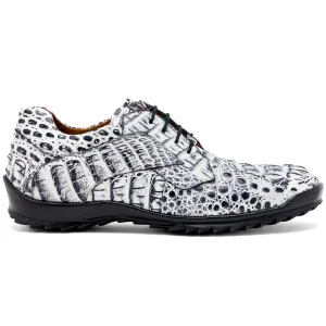 Marco Di Milano Kratos Men's Newspaper Shoes Exotic Caiman Crocodile Sneakers