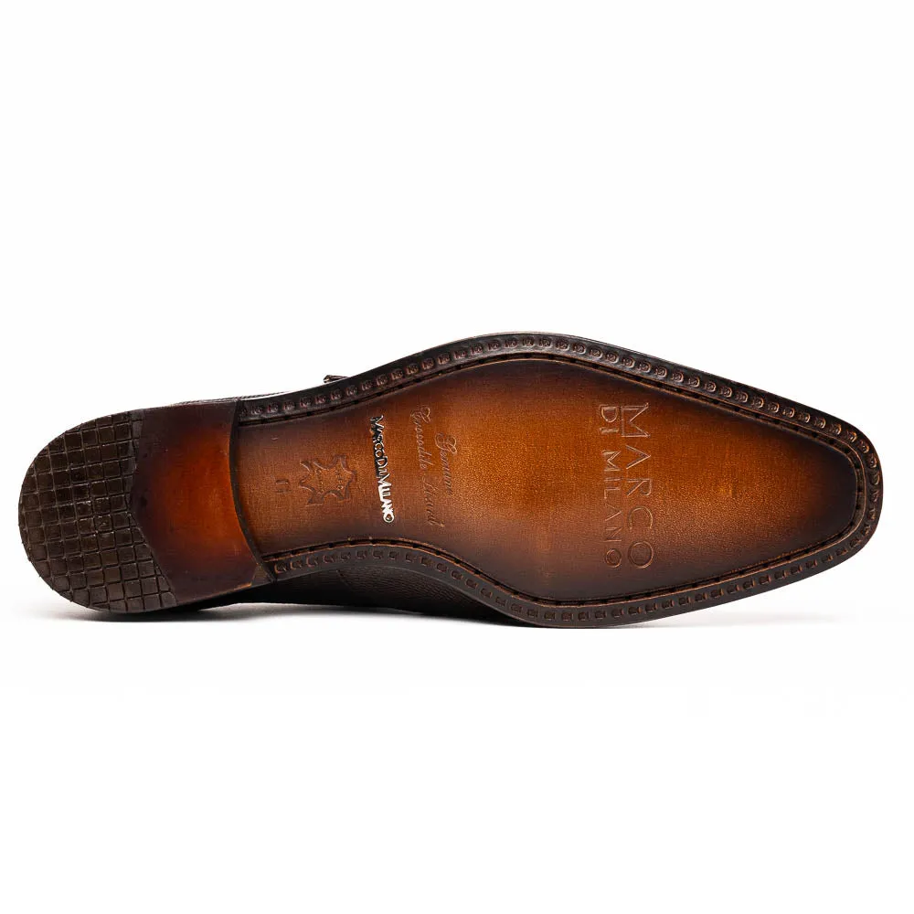 Marco Di Milano Toluca Men's Shoes Brown Exotic Crocodile & Lizard Monk Strap