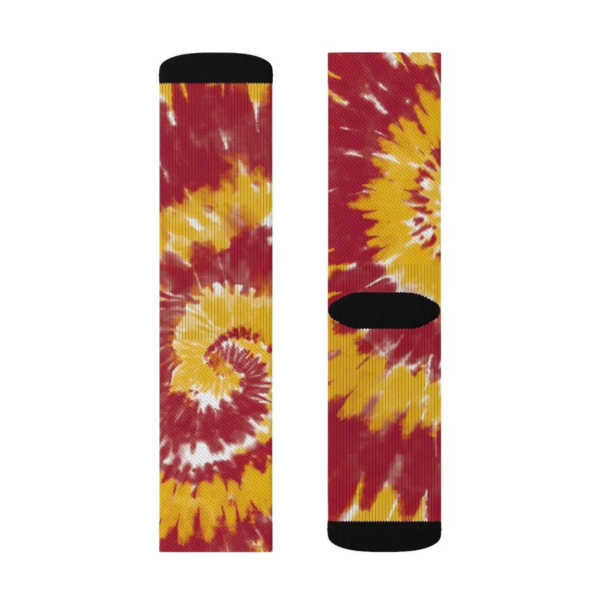 Maroon & Yellow Tie Dye Adult Crew Socks