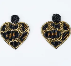 ME™ Leopard Print Beaded Heart Earrings