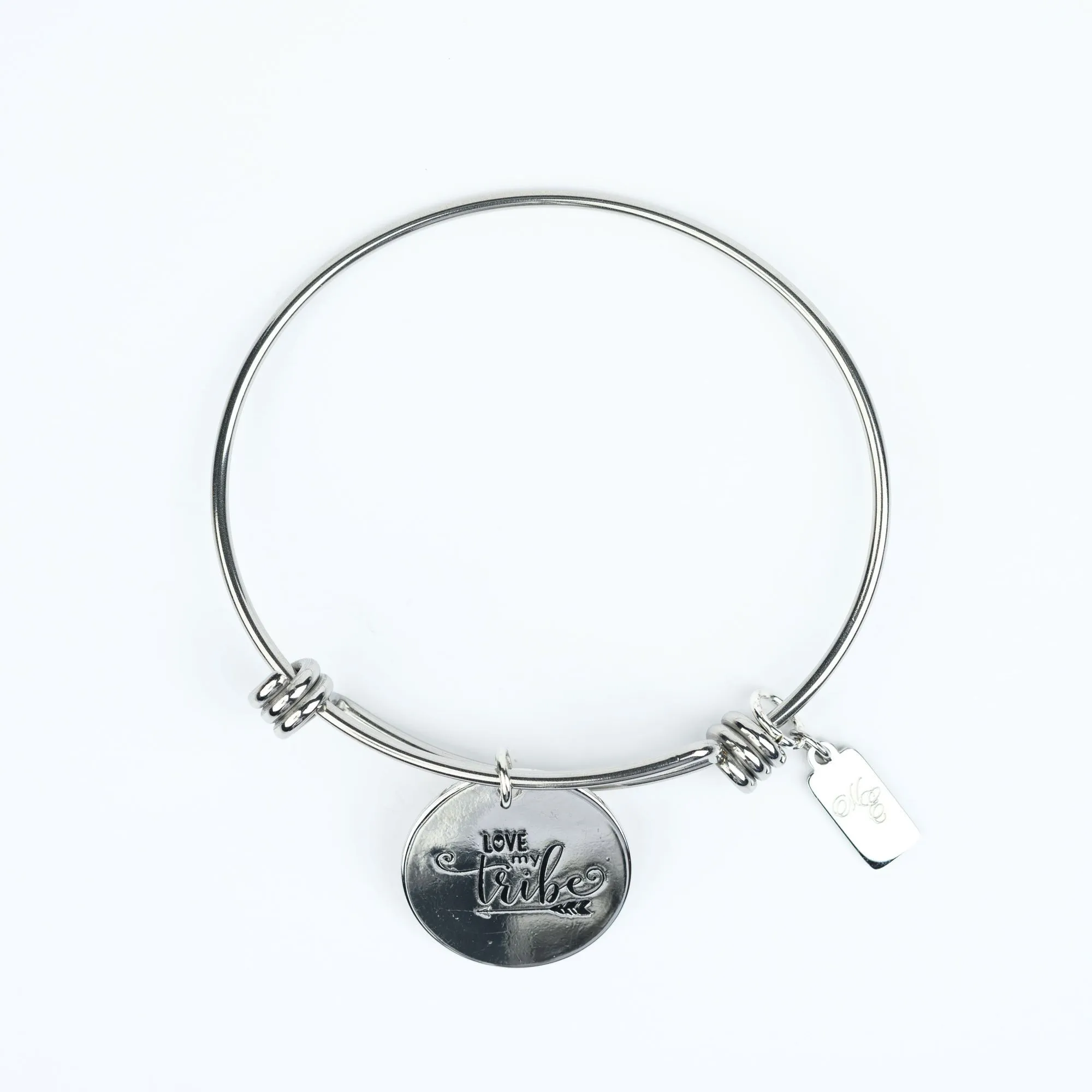 ME™ Word. Love My Tribe Silvertone Bangle