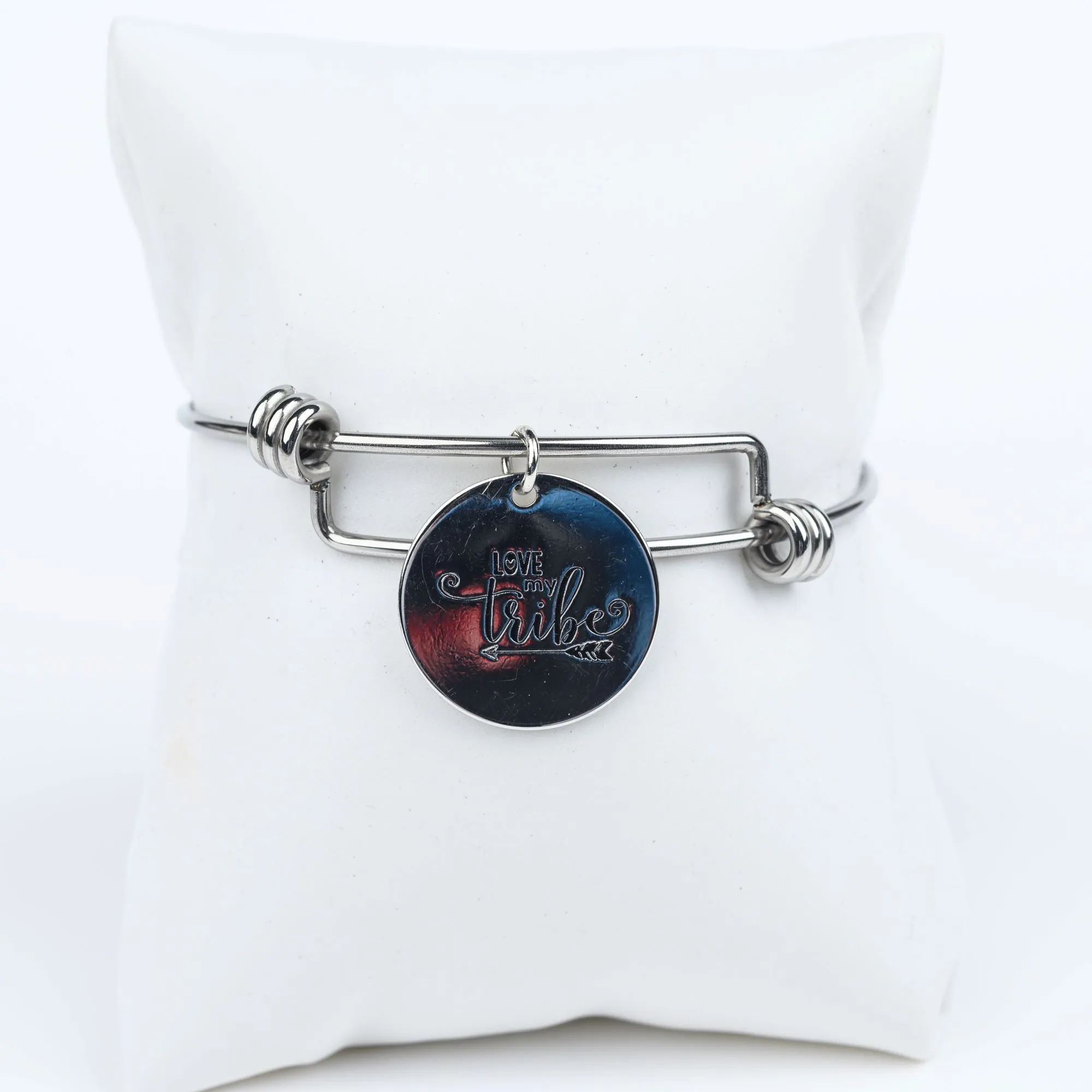 ME™ Word. Love My Tribe Silvertone Bangle
