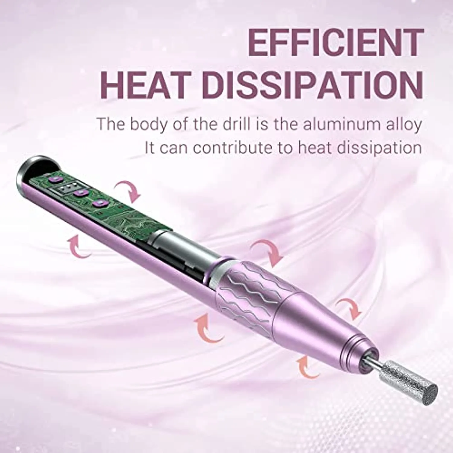 MelodySusie Professional Cordless Nail Drill, Portable Rechargeable Electric Efile Nail Machine File Kit with Bits and Sanding Bands for Acrylic Gel Nails, Manicure Pedicure Polishing