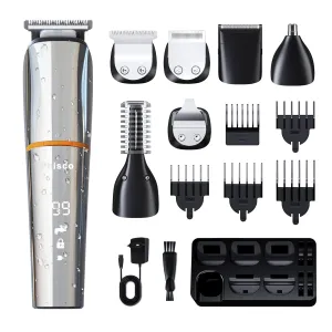 Men's Hair Beard Trimmer, Rechargeable Body Nose Hair Groomer Cordless Precision Trimmer 6 in 1 Kit