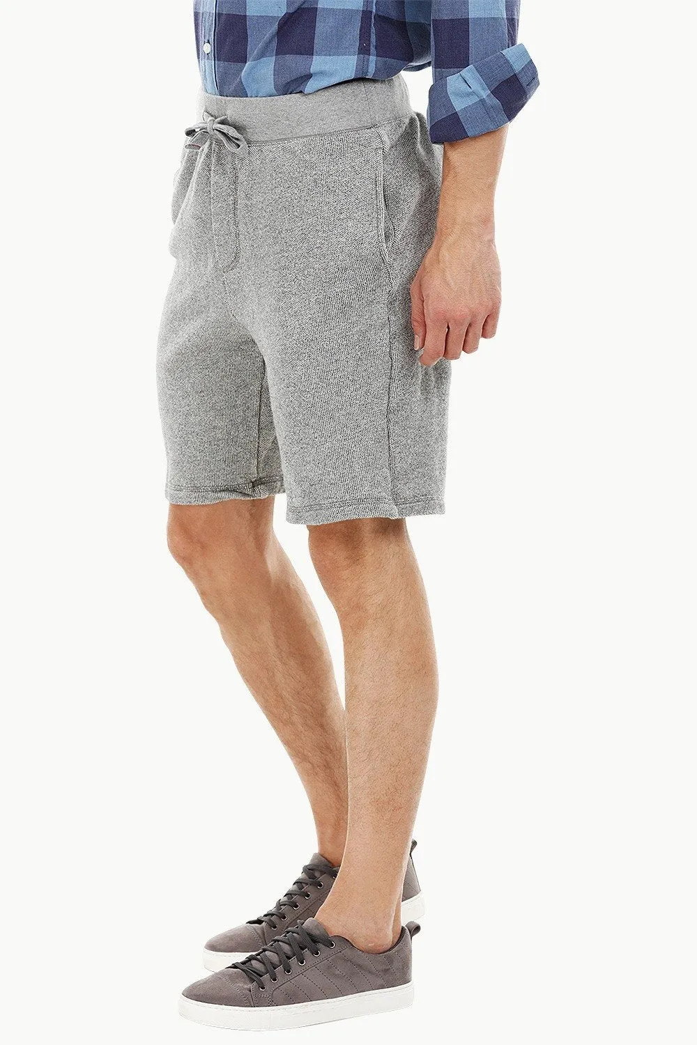 Mens Sports Grey Jacquard Knit Shorts