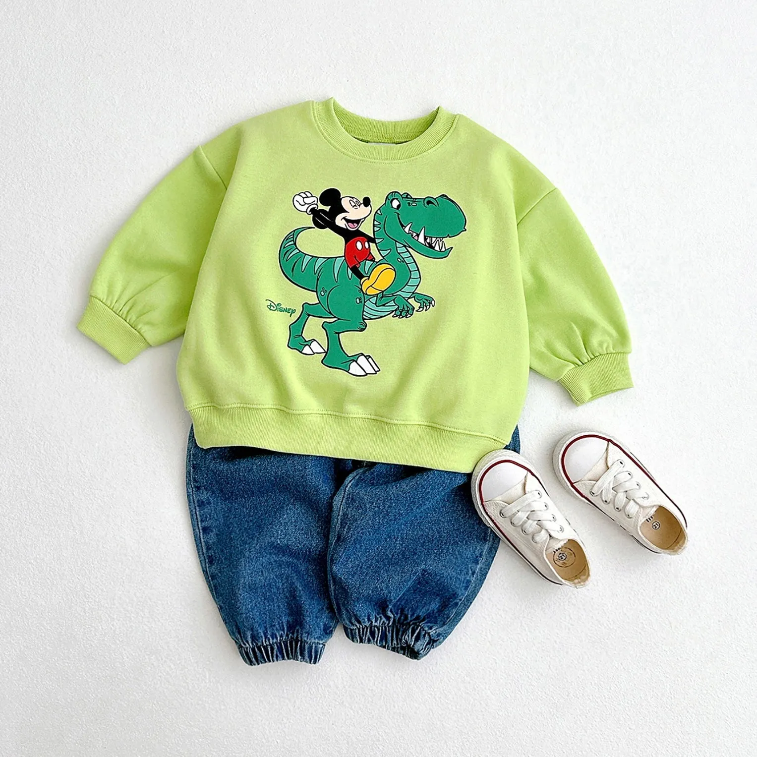 Mickey and Dino Sweatshirt - Light Green