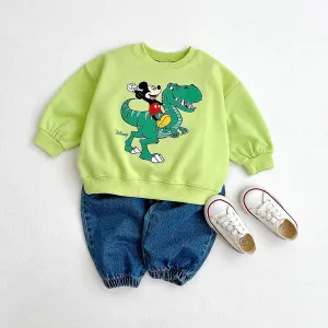 Mickey and Dino Sweatshirt - Light Green