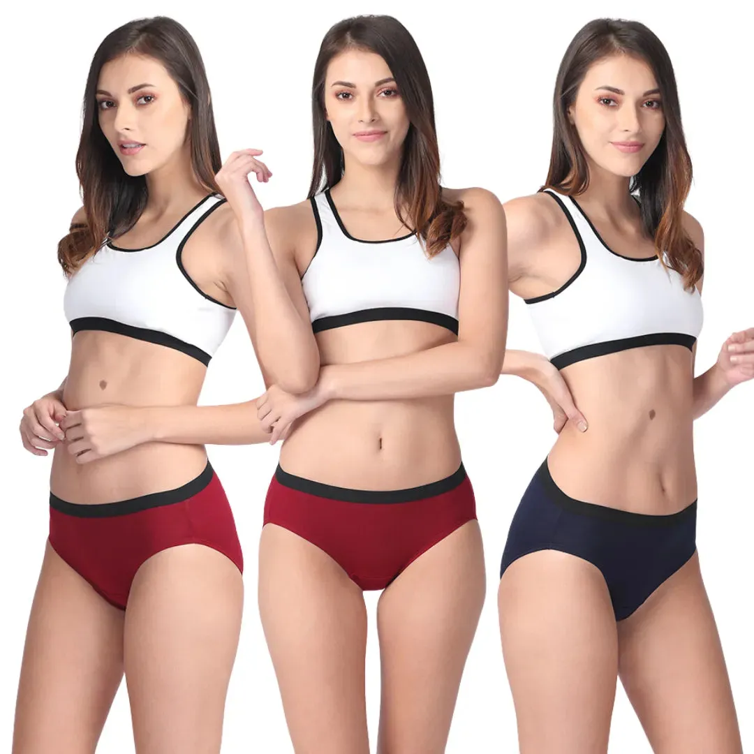 Micro Modal Underwear For Women | Mid Waist | Full Hip Coverage | Soft Waist Elastic | 3X Softer Than Cotton | Stretchy & Flexible | Moisture Wicking | Prevents Odour | 3 Pack