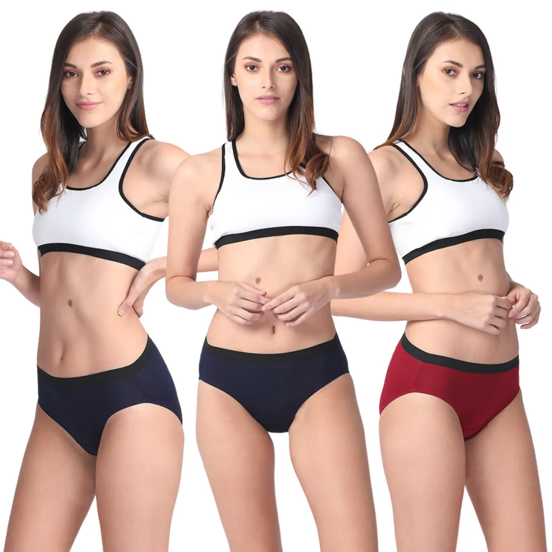 Micro Modal Underwear For Women | Mid Waist | Full Hip Coverage | Soft Waist Elastic | 3X Softer Than Cotton | Stretchy & Flexible | Moisture Wicking | Prevents Odour | 3 Pack