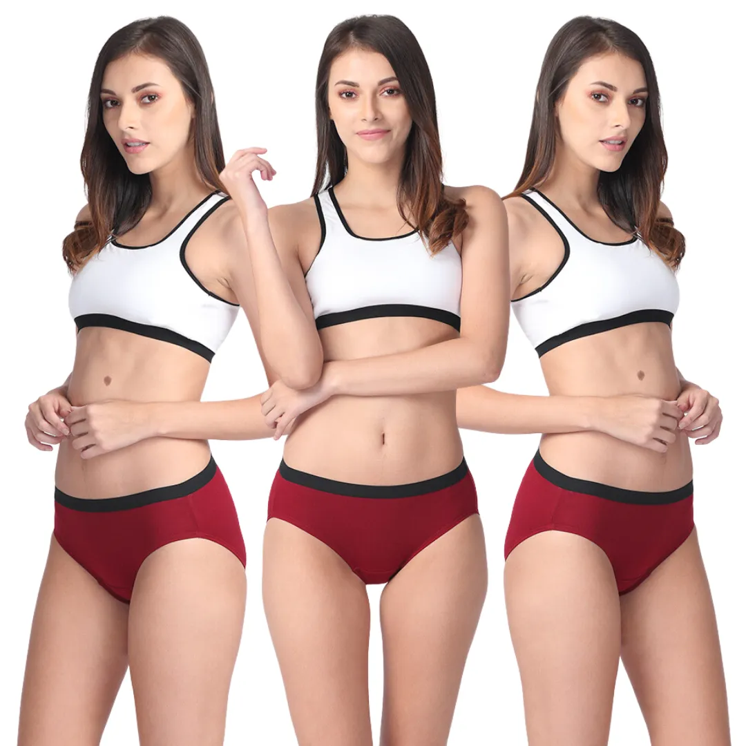 Micro Modal Underwear For Women | Mid Waist | Full Hip Coverage | Soft Waist Elastic | 3X Softer Than Cotton | Stretchy & Flexible | Moisture Wicking | Prevents Odour | 3 Pack
