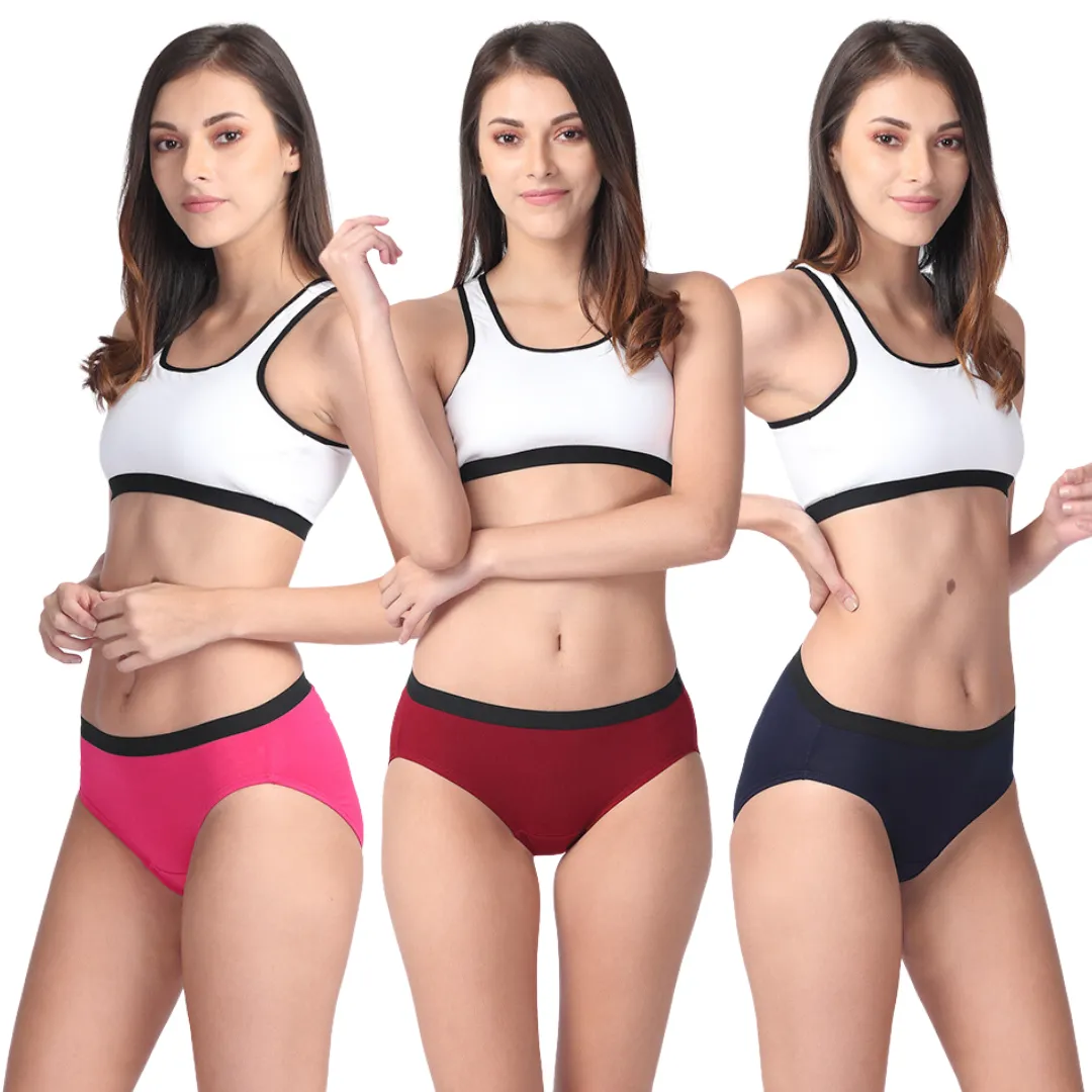Micro Modal Underwear For Women | Mid Waist | Full Hip Coverage | Soft Waist Elastic | 3X Softer Than Cotton | Stretchy & Flexible | Moisture Wicking | Prevents Odour | 3 Pack