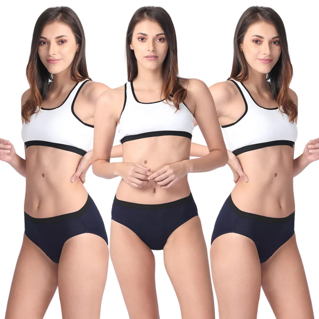 Micro Modal Underwear For Women | Mid Waist | Full Hip Coverage | Soft Waist Elastic | 3X Softer Than Cotton | Stretchy & Flexible | Moisture Wicking | Prevents Odour | 3 Pack