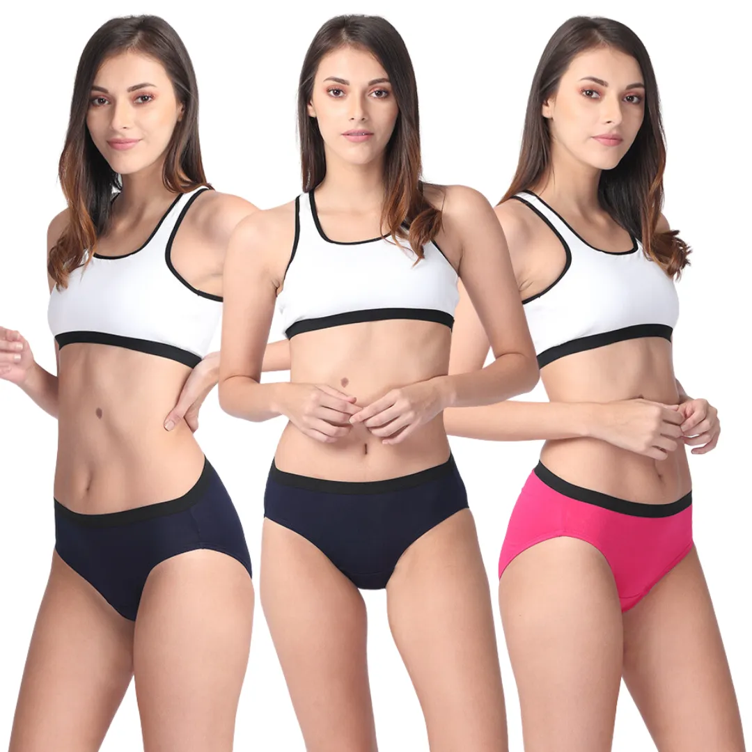Micro Modal Underwear For Women | Mid Waist | Full Hip Coverage | Soft Waist Elastic | 3X Softer Than Cotton | Stretchy & Flexible | Moisture Wicking | Prevents Odour | 3 Pack