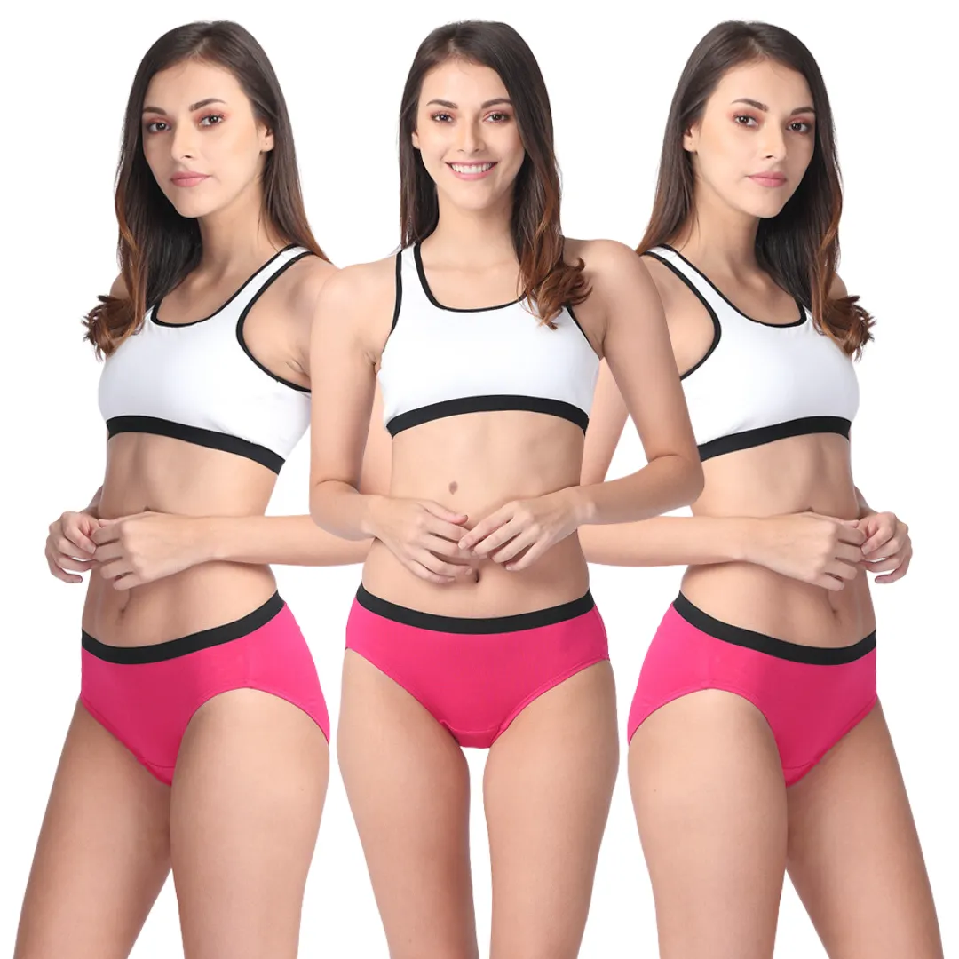 Micro Modal Underwear For Women | Mid Waist | Full Hip Coverage | Soft Waist Elastic | 3X Softer Than Cotton | Stretchy & Flexible | Moisture Wicking | Prevents Odour | 3 Pack