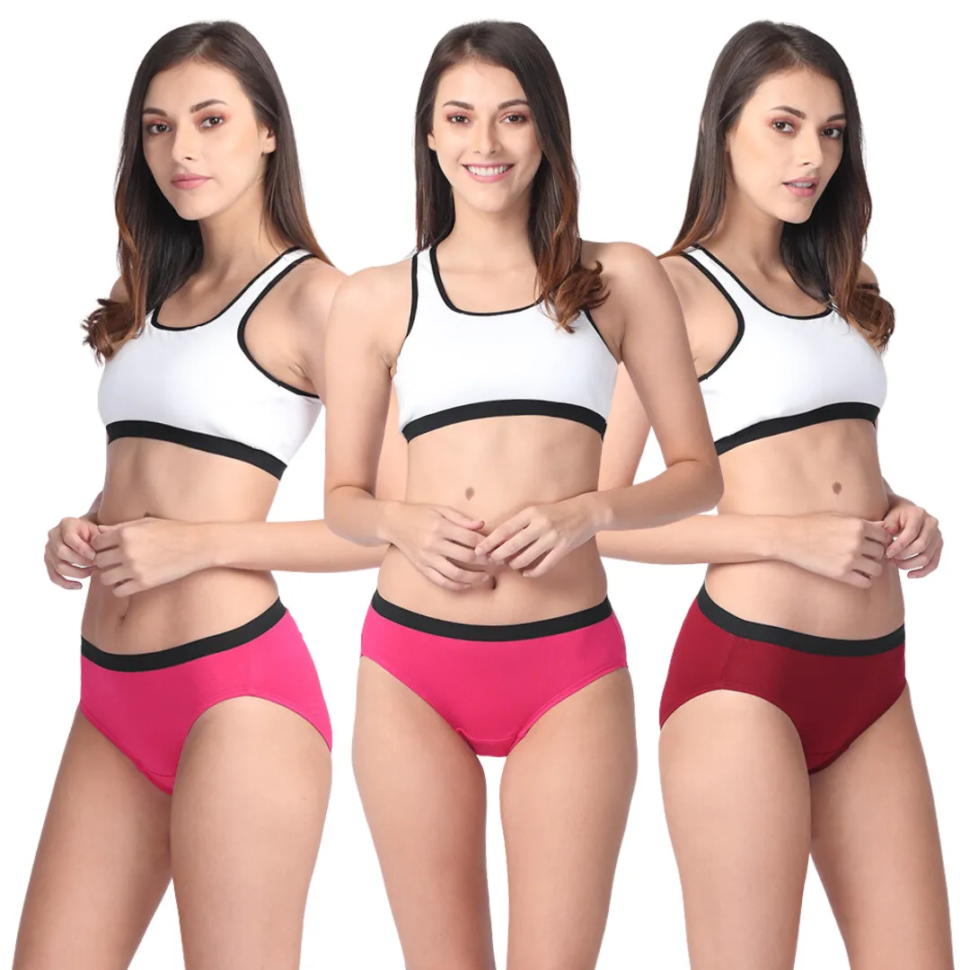 Micro Modal Underwear For Women | Mid Waist | Full Hip Coverage | Soft Waist Elastic | 3X Softer Than Cotton | Stretchy & Flexible | Moisture Wicking | Prevents Odour | 3 Pack