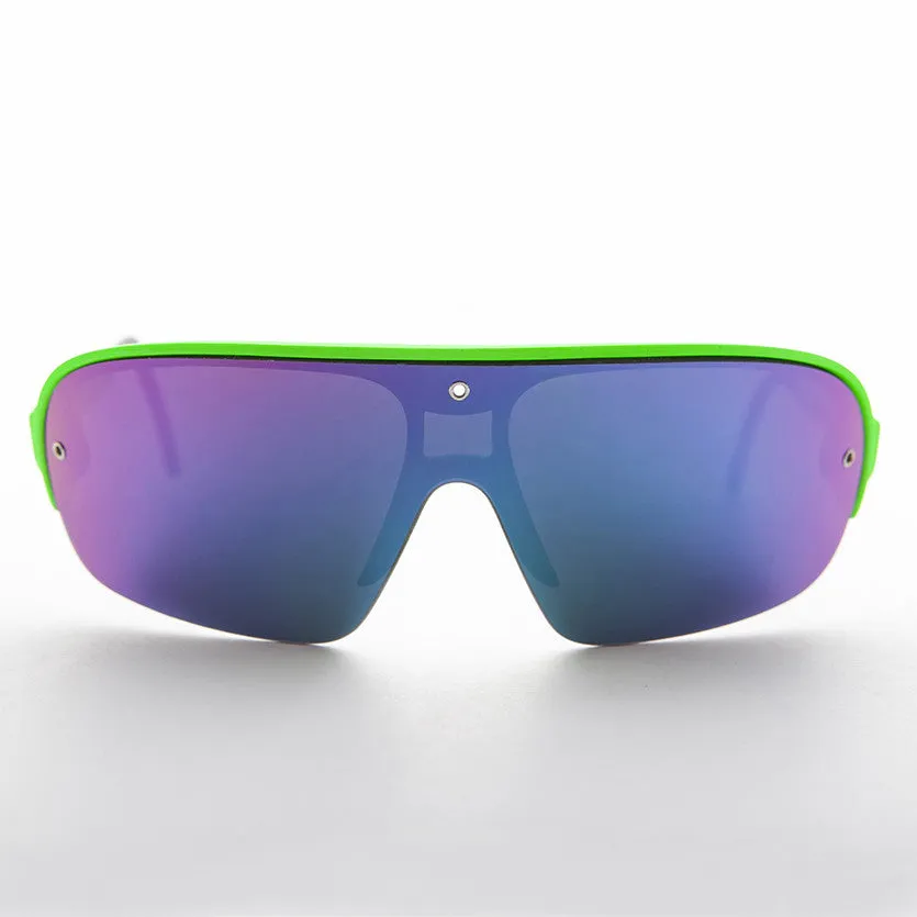 Mirror Wraparound Lens 80s Futuristic Sunglasses - Renoir