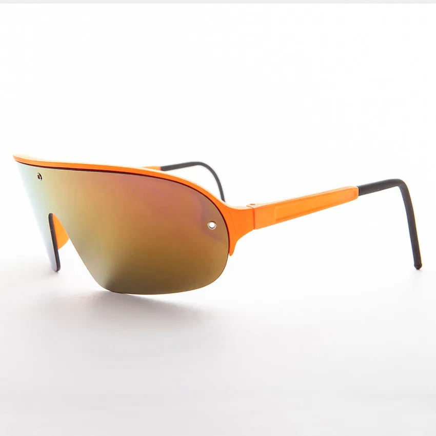 Mirror Wraparound Lens 80s Futuristic Sunglasses - Renoir