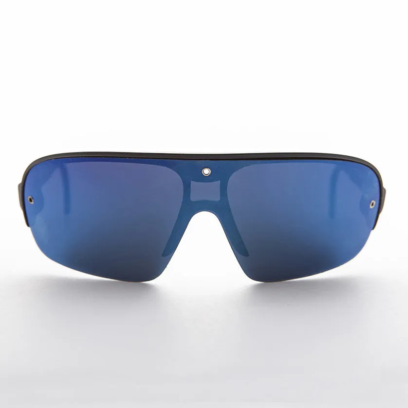 Mirror Wraparound Lens 80s Futuristic Sunglasses - Renoir