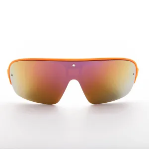Mirror Wraparound Lens 80s Futuristic Sunglasses - Renoir