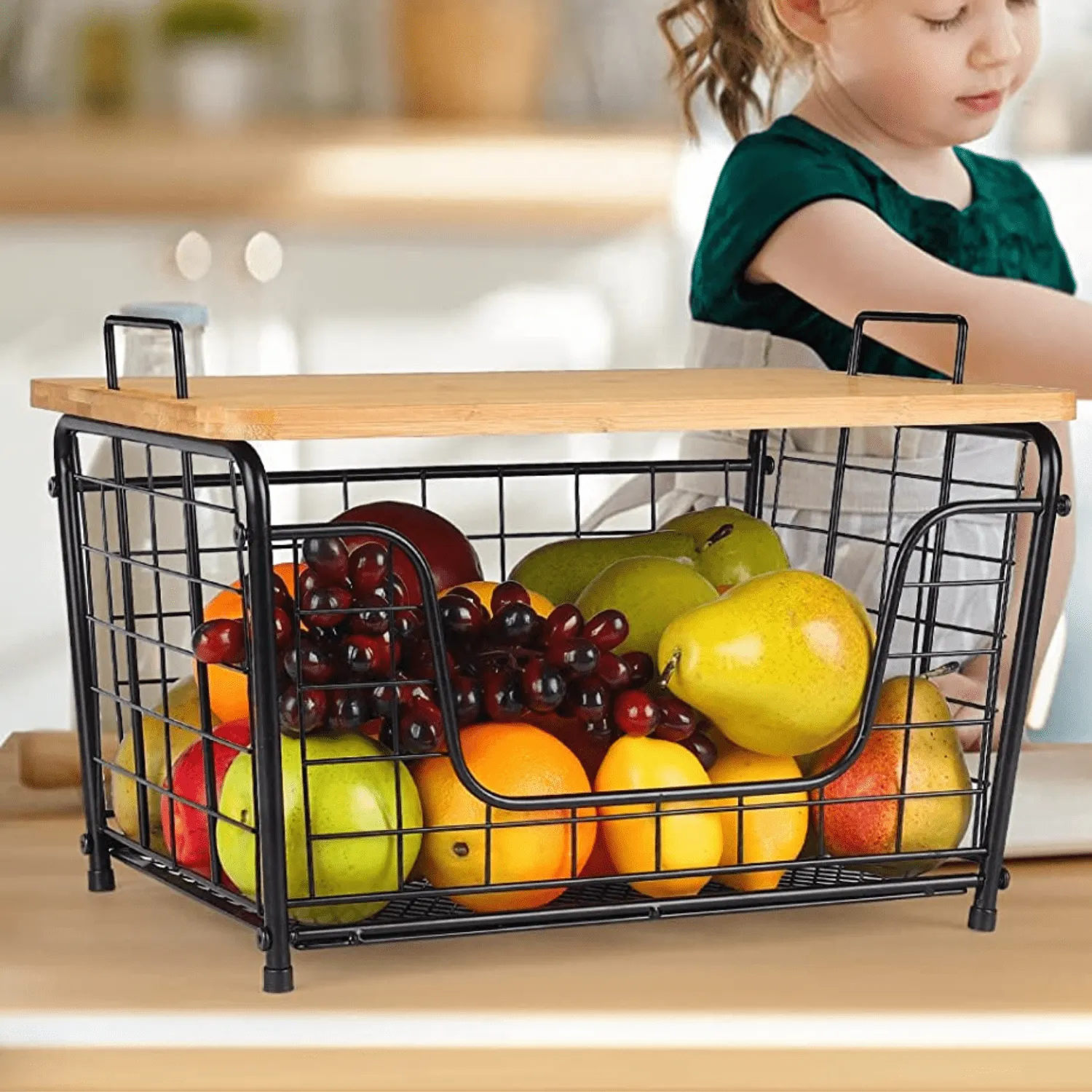 Modern Countertop Fruit And Vegetable Wire Storage Container Basket