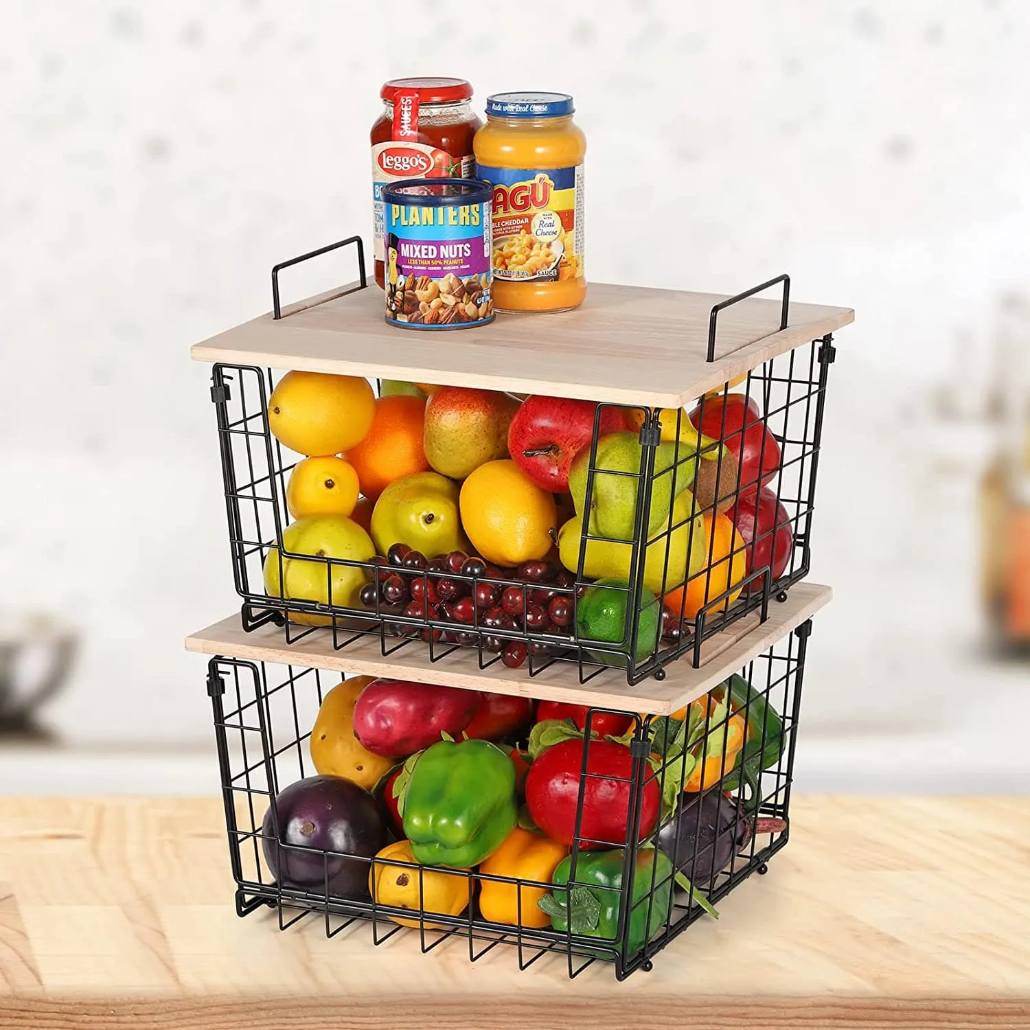 Modern Countertop Fruit And Vegetable Wire Storage Container Basket