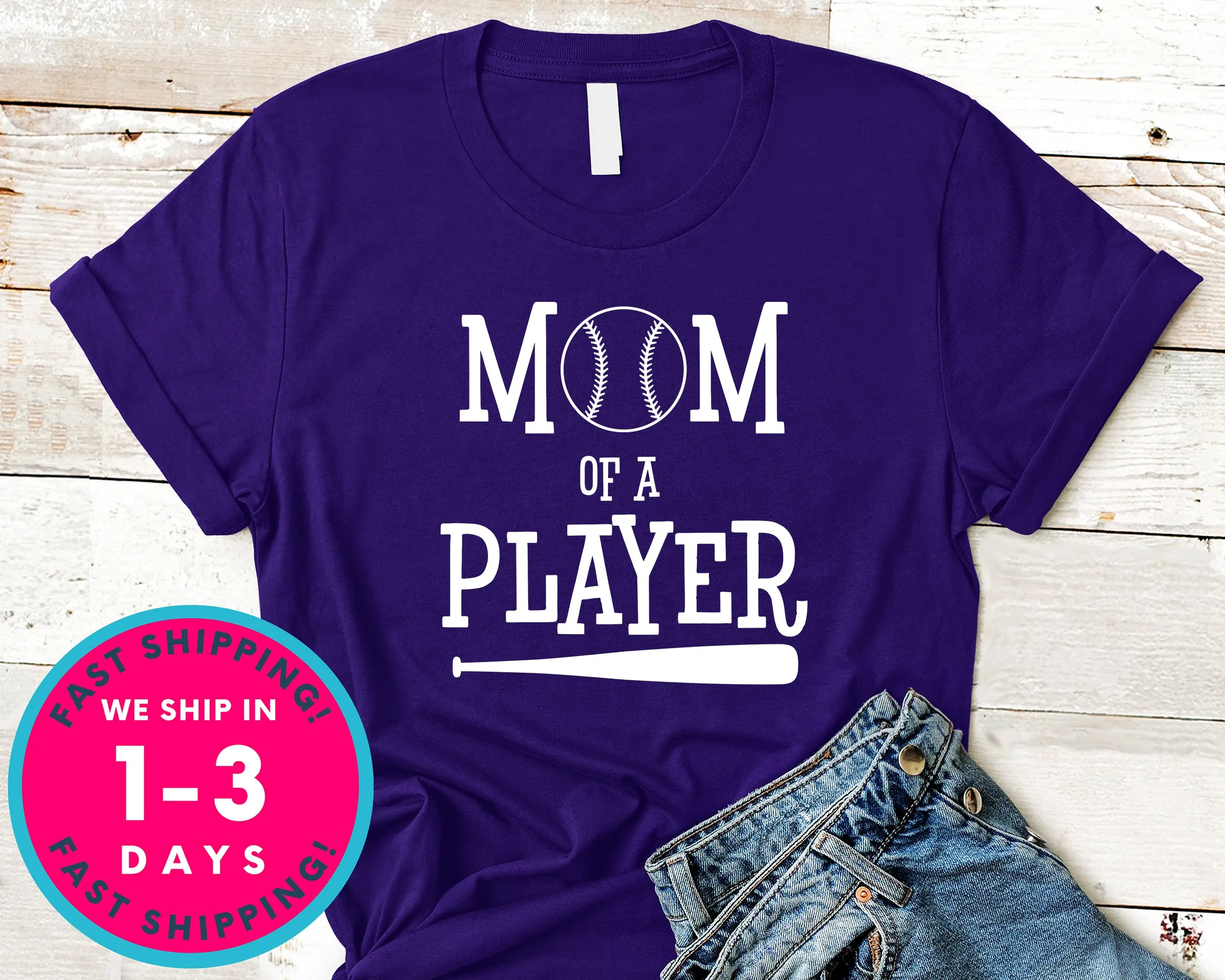 Mom Of A Player Baseball T-Shirt - Sports Shirt