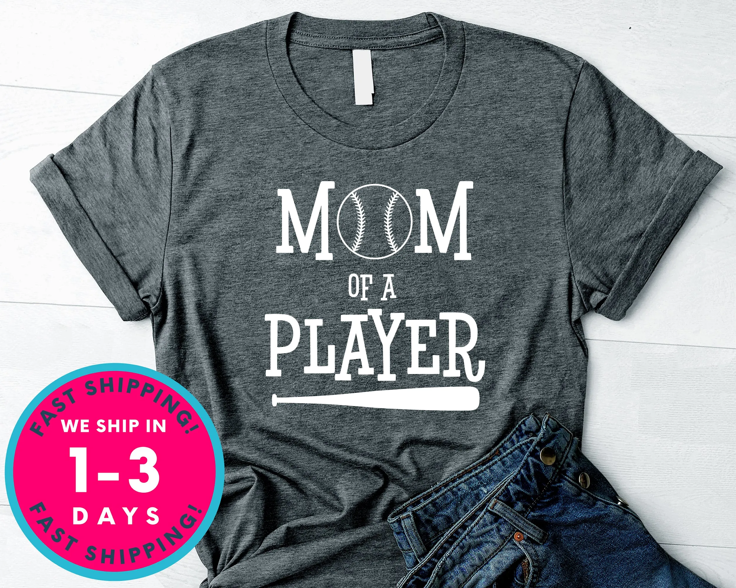 Mom Of A Player Baseball T-Shirt - Sports Shirt