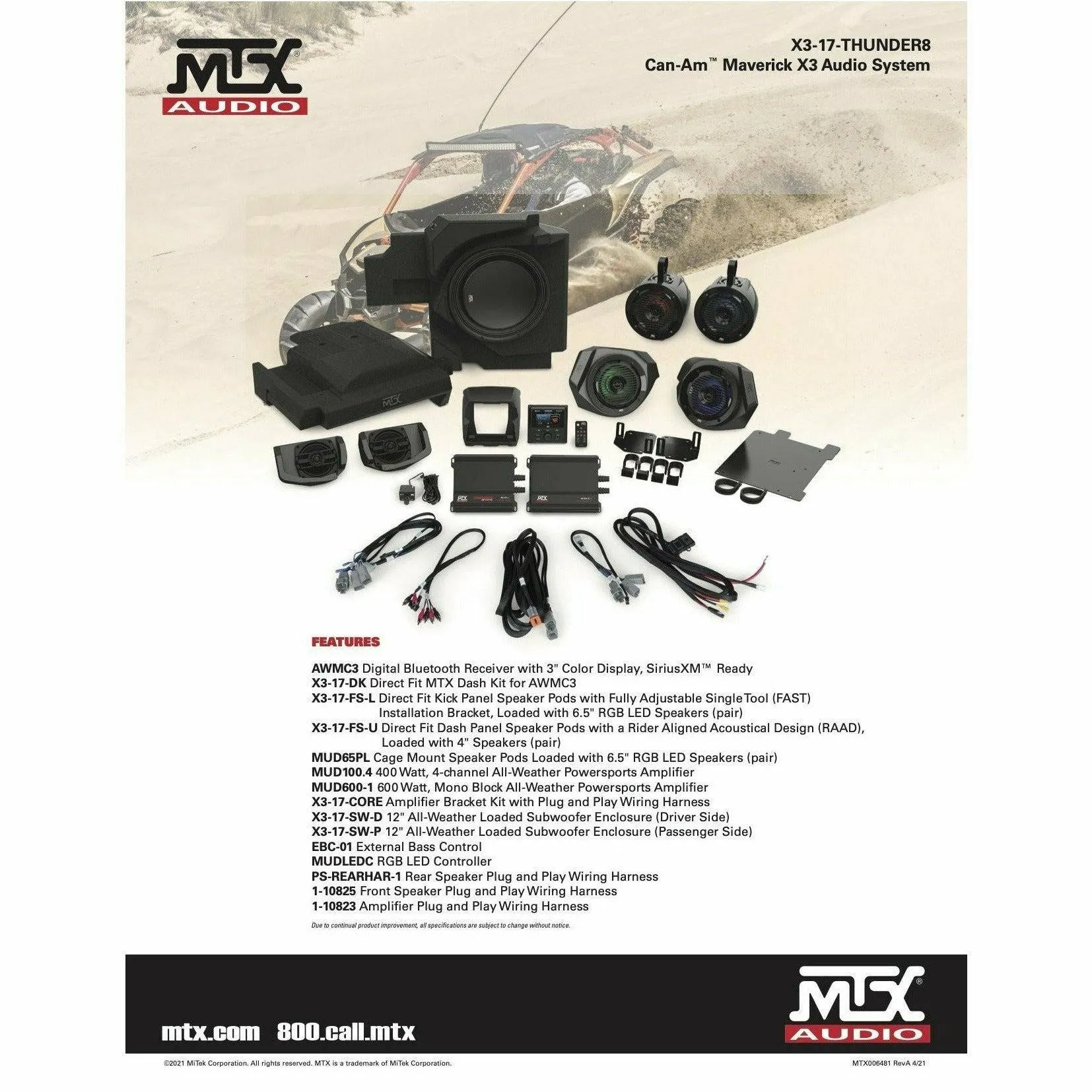 MTX Audio Can Am Maverick X3 Stage 8 Audio System