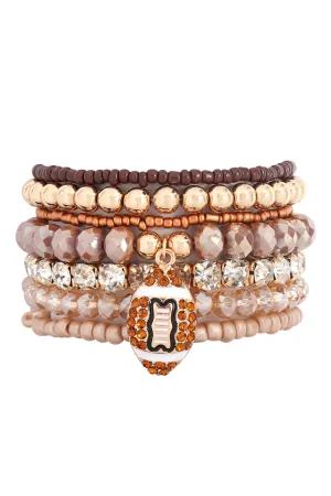 MYB1135 - MIX BEADS CHARM FOOTBALL PENDANT BRACELET
