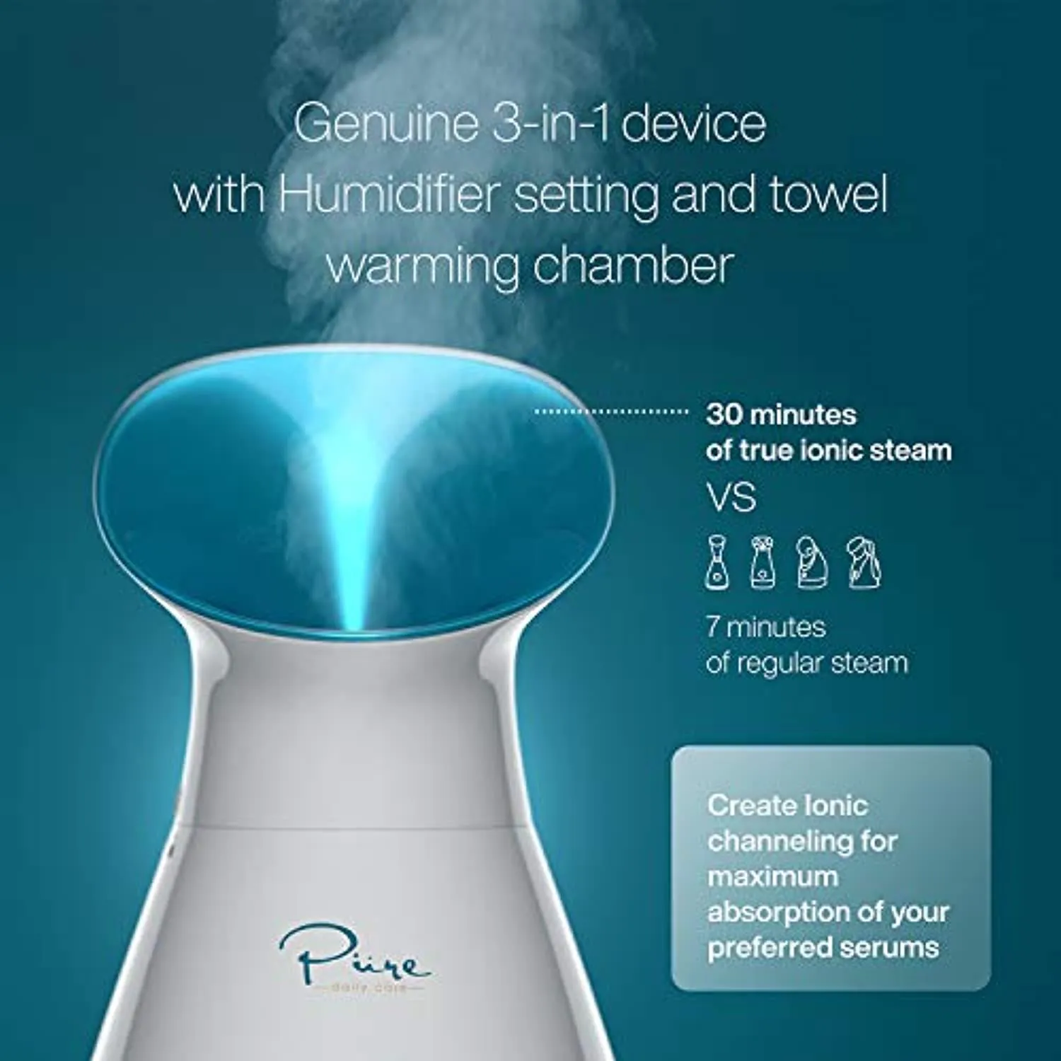 NanoSteamer Large 3-in-1 Nano Ionic Facial Steamer with Precise Temp Control - 30 Min Steam Time - Humidifier - Unclogs Pores - Blackheads - Spa Quality - Bonus 5 Piece Stainless Steel Skin Kit
