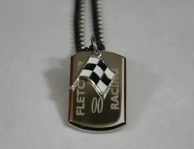 NASCAR RACING FLAG NECKLACE STAINLESS STEEL  DOG TAG PENDANT FREE ENGRAVING
