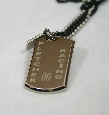 NASCAR RACING FLAG NECKLACE STAINLESS STEEL  DOG TAG PENDANT FREE ENGRAVING