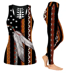 Native American Girl 03 - Set Back Hollow Tank Top & Legging