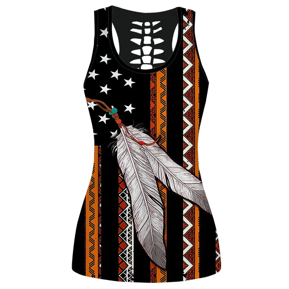 Native American Girl 03 - Set Back Hollow Tank Top & Legging