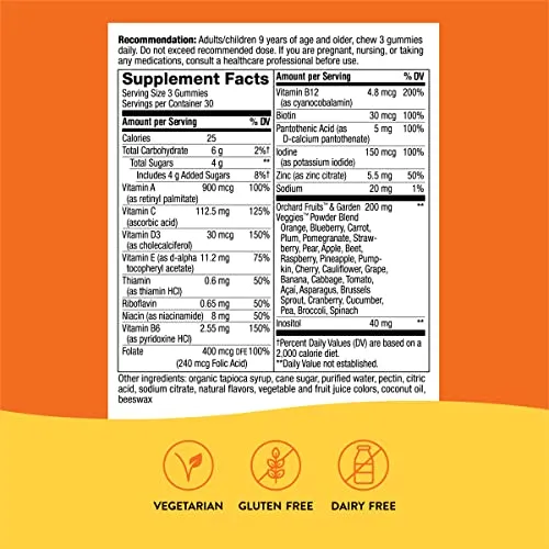 Nature's Way Alive! Adult Premium Multivitamin Gummy, Full Vitamin B Complex, Supports Immune Health*, 90 Gummies