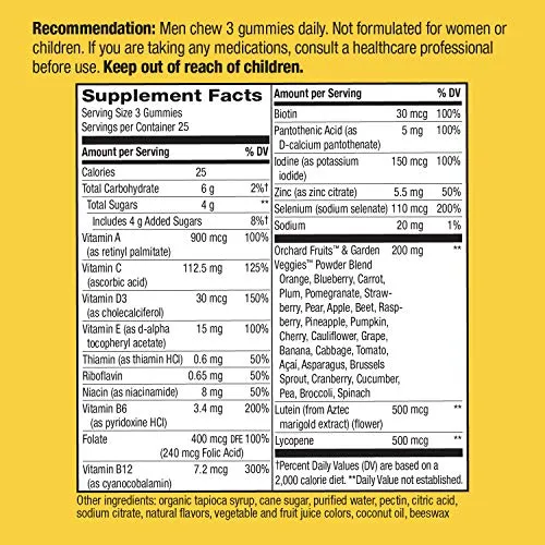 Nature's Way Alive! Men’s 50  Premium Gummy Multivitamins, Supports Multiple Body Systems, B-Vitamins, Gluten-Free, Vegetarian, Grape, Orange and Cherry Flavored Gummies, 75 Gummies
